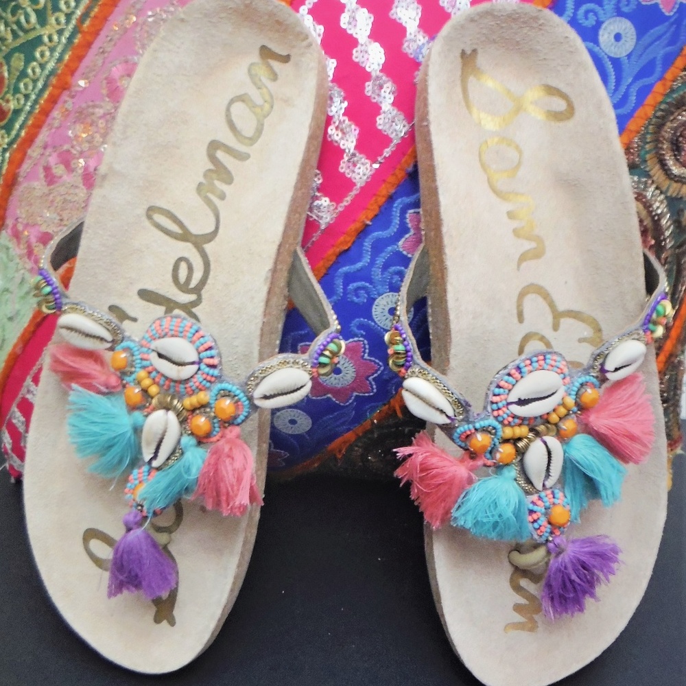 🚫SOLD🚫Sam Edelman Sandals💜Puka Shell-Beads 9